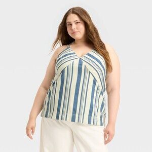 Universal Thread Blue and White Striped Tank Top